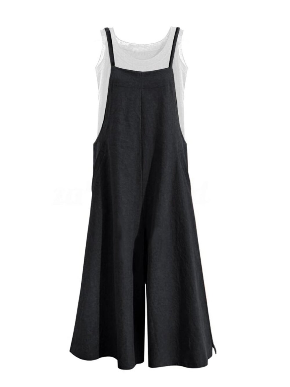 Women Casual Loose Long Bib Pants Wide Leg Jumpsuits Baggy Cotton Rompers